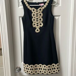 Lilly Pulitzer Black Dress with Gold Trim